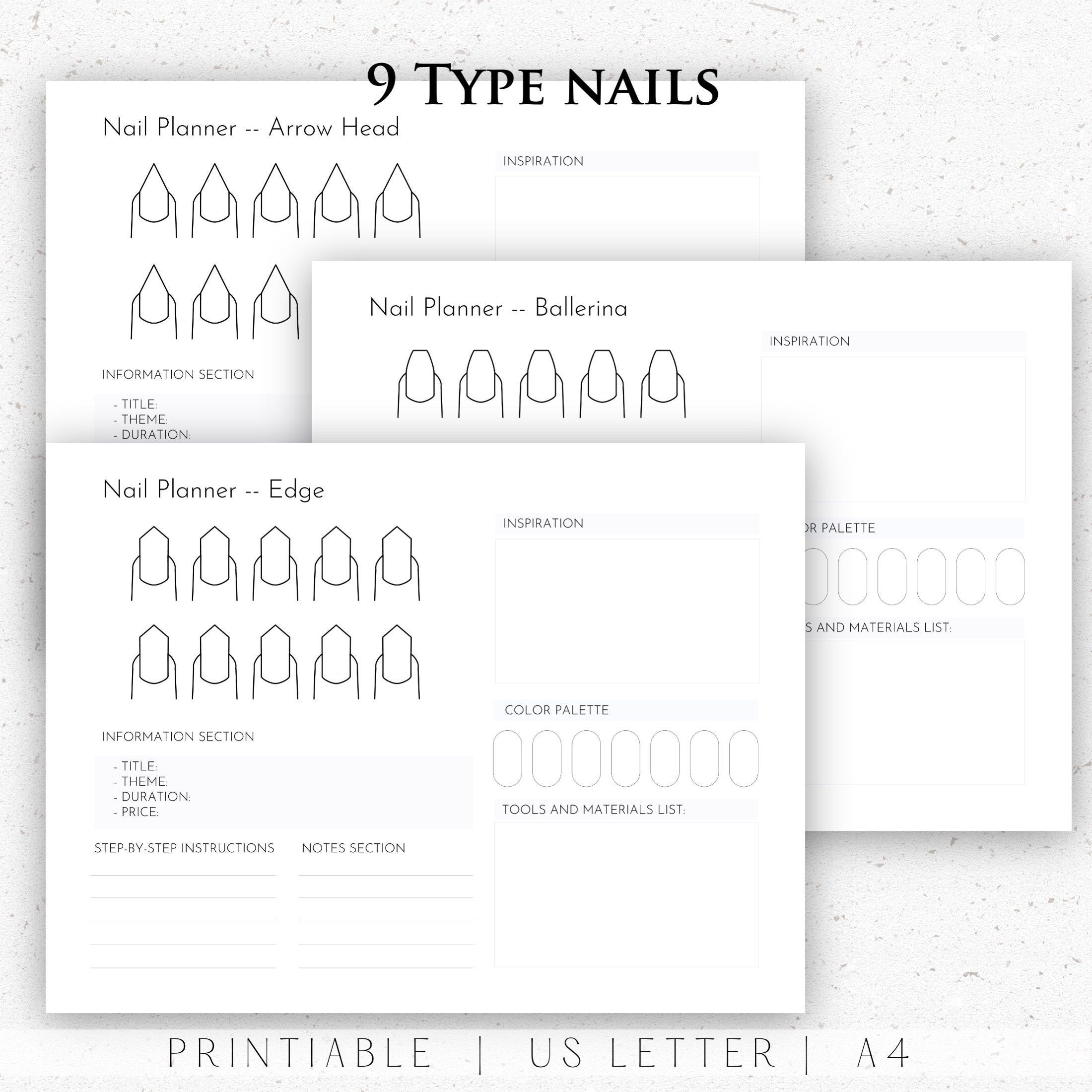 Nail Routine Chart Nail Design Planner Sheet, Printable Nail Tech Planner Sheet, DIY Nail ...