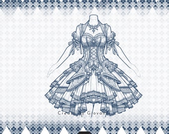 Procreate Anime Dress Stamps, Anime Dress Brushes, Anime Dress Outline  Brush , Kimono,School Uniform,Lolita, Gothic, Costumes,Anime Clothing