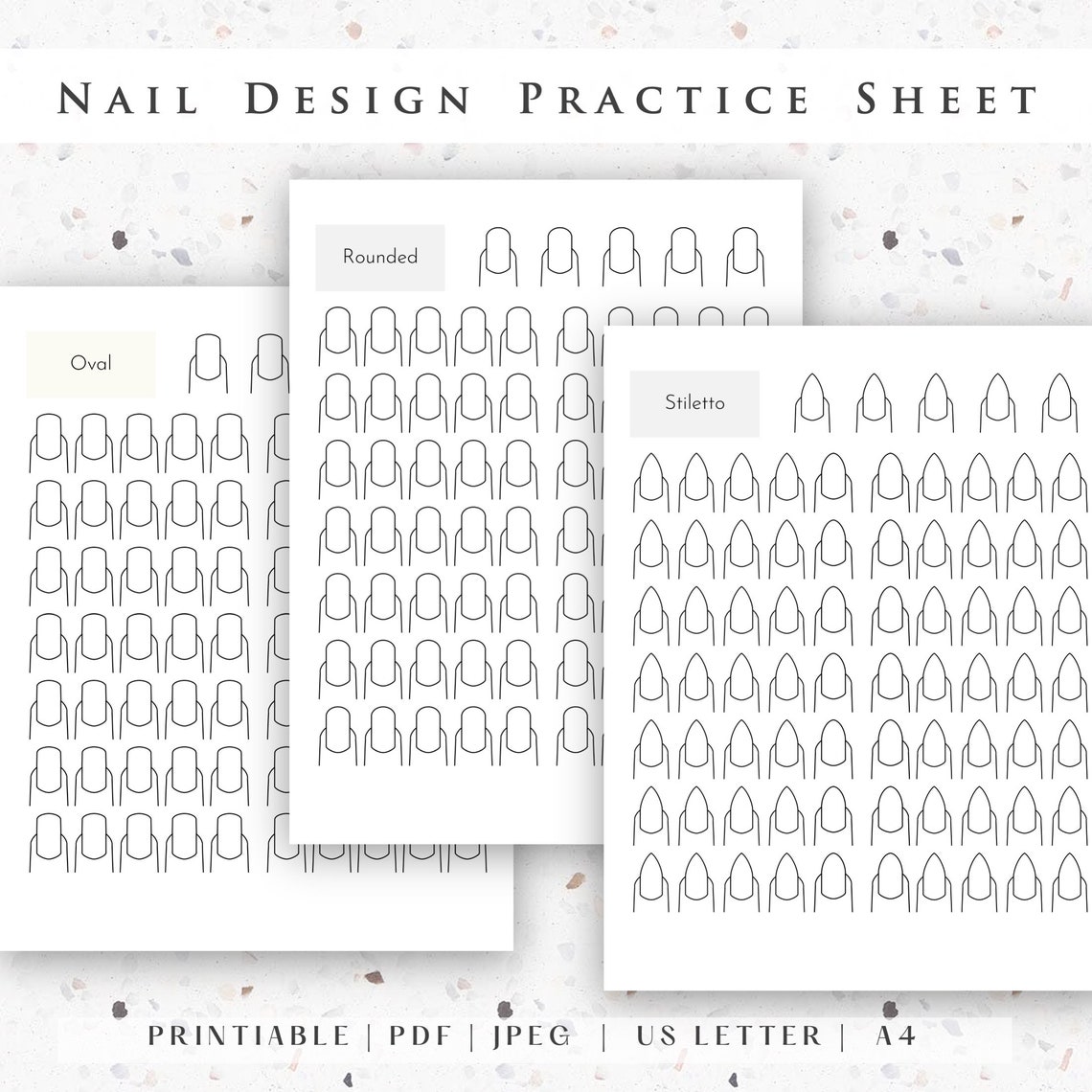 Nail Design Practice Sheet, Printable Nail Tech Planner Sheet, DIY Nail ...