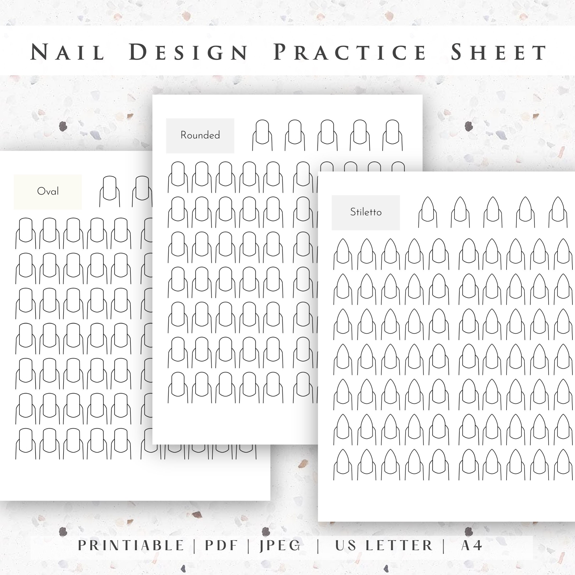 Nail Design Practice Sheet, Printable Nail Tech Planner Sheet, DIY Nail ...