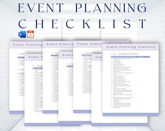 Editable Event Planning Checklist Template, Printable 6 months, Event Planner,Party Planning,PDF,Microsoft Word, Doc