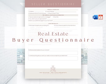 Real Estate Buyer Questionnaire, Simple Home Buyer Template, Realtor Resource, Client Needs Assessment,PDF,Microsoft Word, Doc