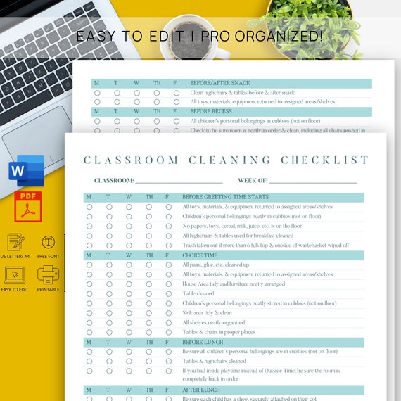 Classroom Cleaning Checklist Classroom Cleaning Checklist