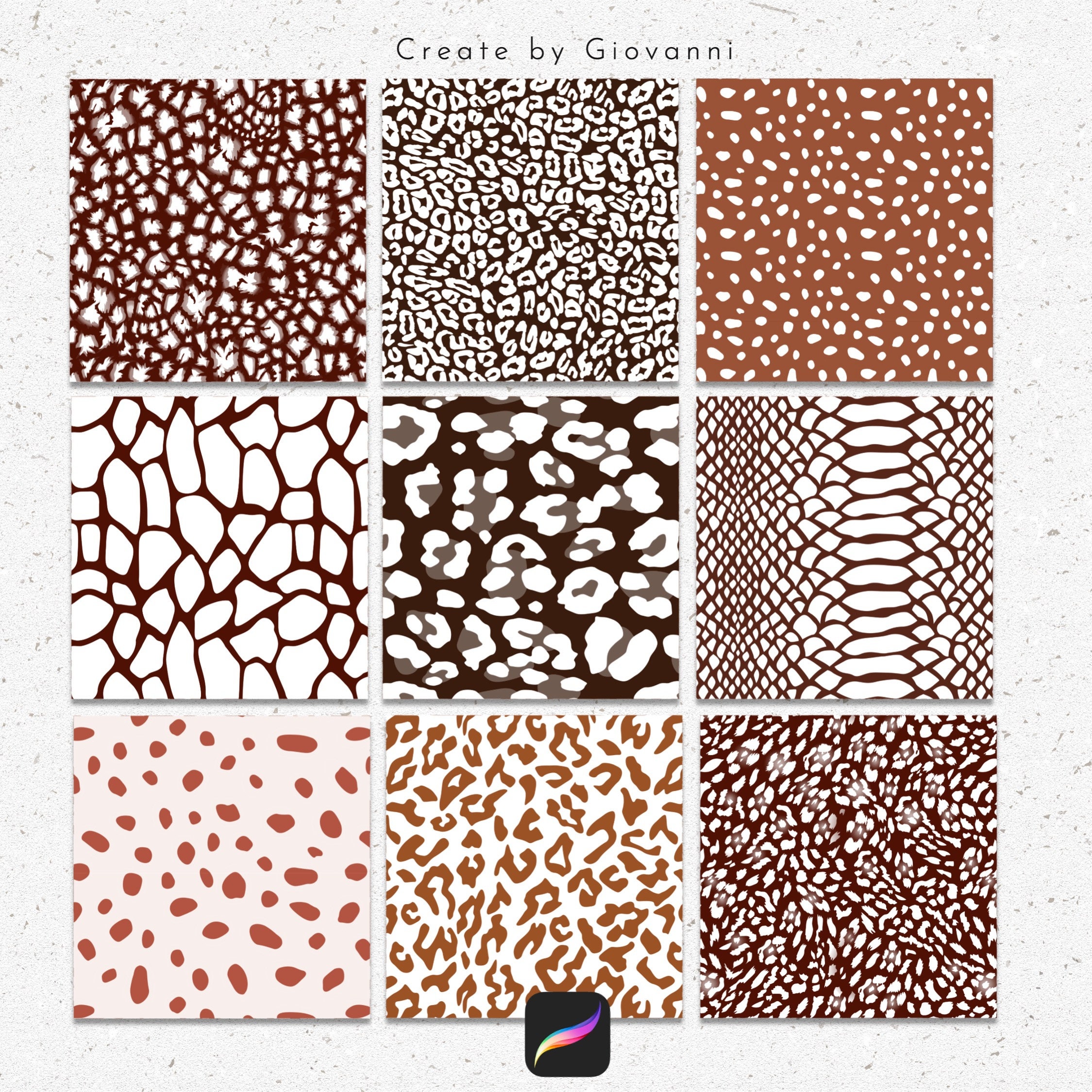 Procreate Animal Seamless Pattern Brush, 17 Pattern Brushes for ...