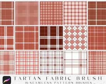 Procreate Seamless Tartan Brush, 17 Seamless Plaid Pattern, Cloth Design, Fashion Design, Decorative Pattern, Portrait, Procreate Texture