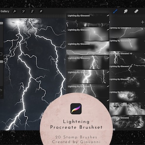 Procreate Lightning Brushes, Realistic Lightning Flash Brushes, Thunderstroke, Transparent Background, Rainstorm, Thunderstorm