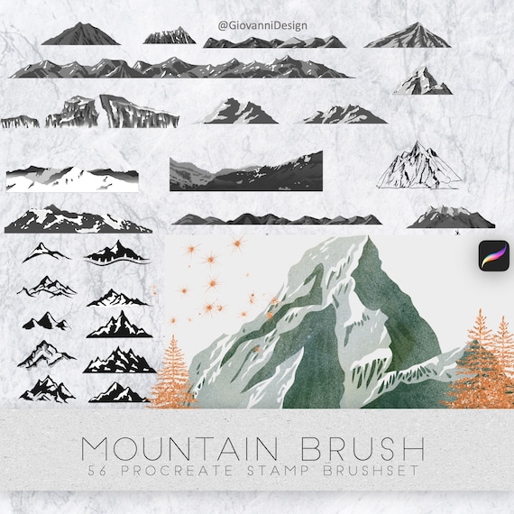 Procreate Mountain Brush Mountain Stamps Mountain Etsy