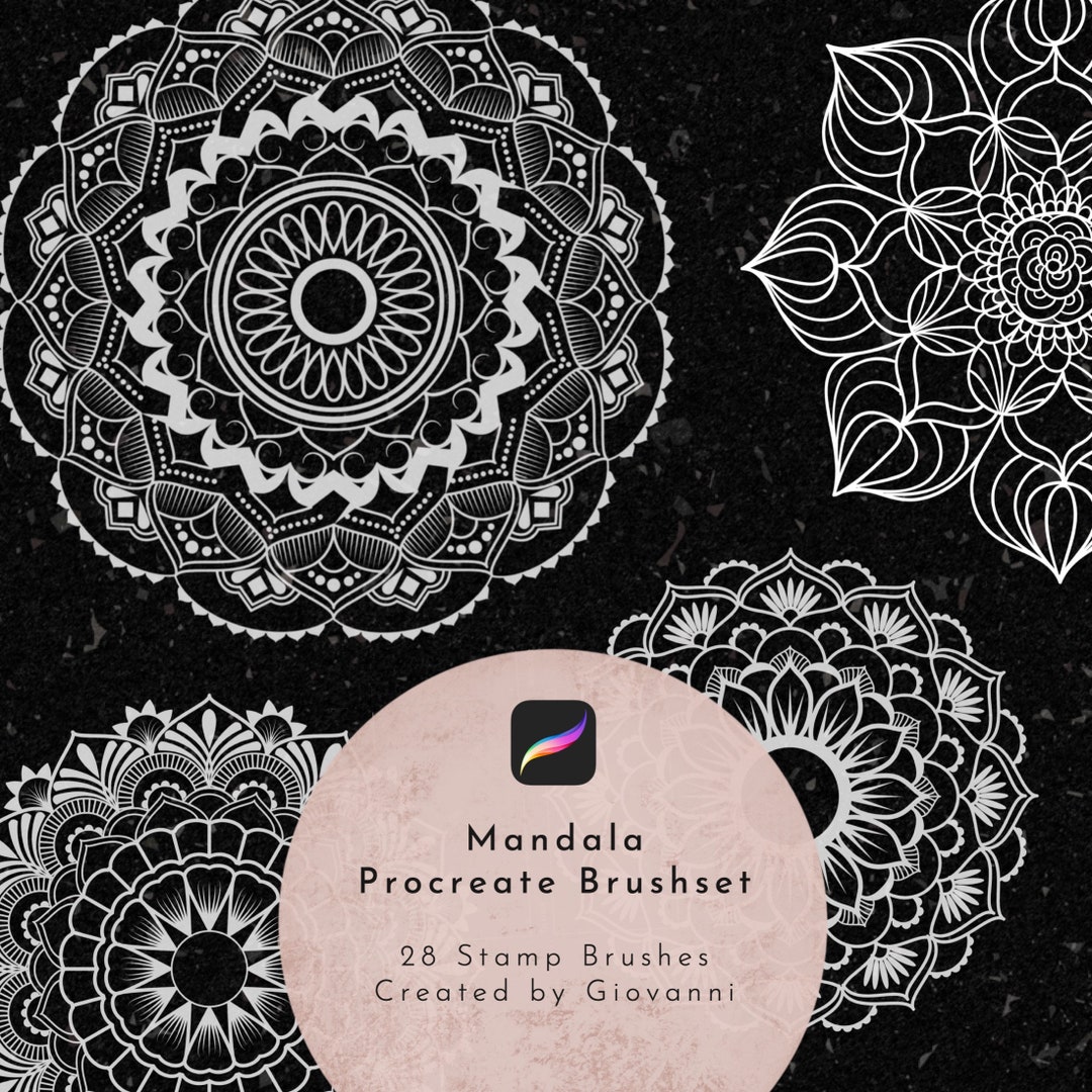 Procreate Mandala Stamp Brush, Coloring and Tattoo Art, Graphic Design ...