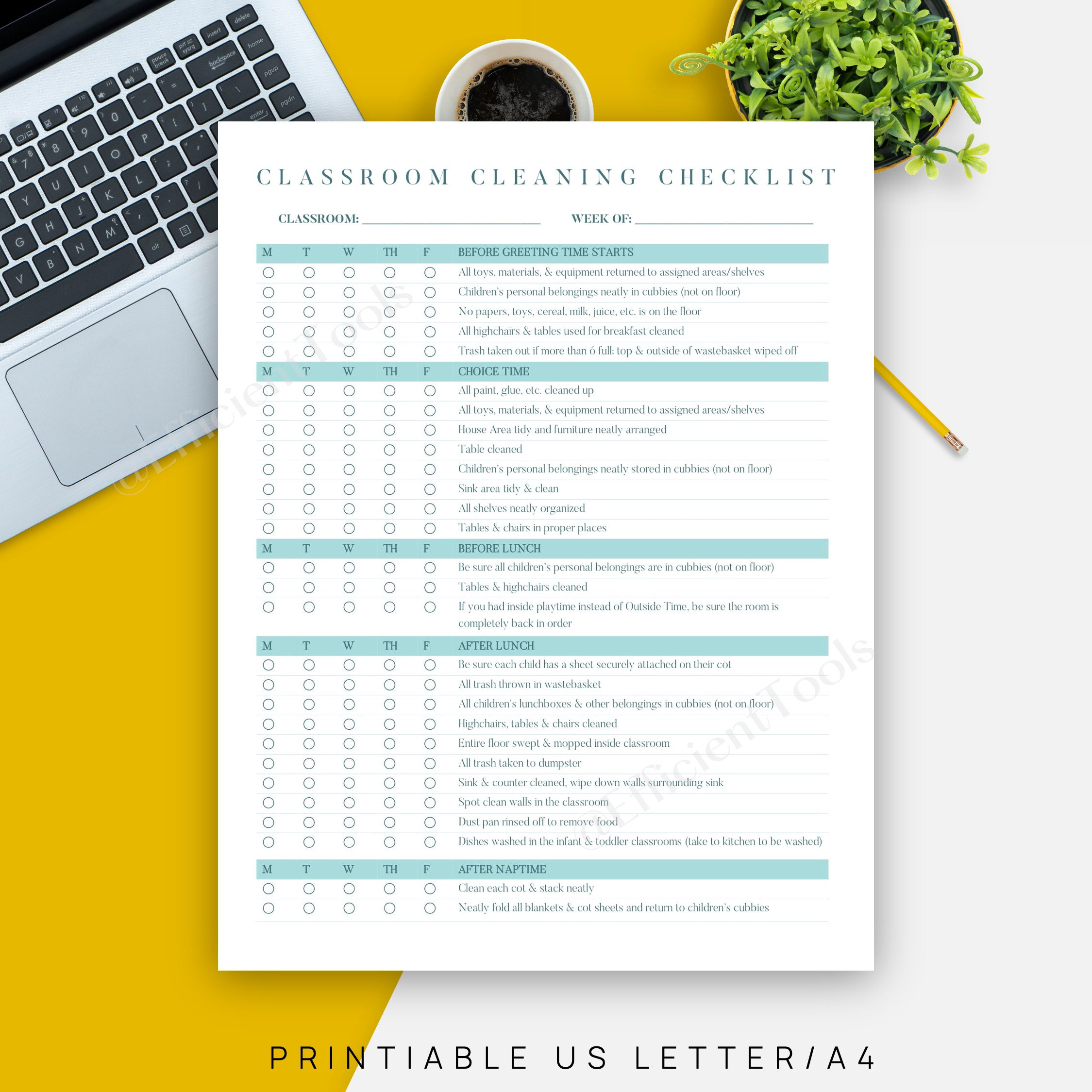 Editable Classroom Cleaning Checklist Weekly School Cleaning Etsy Canada