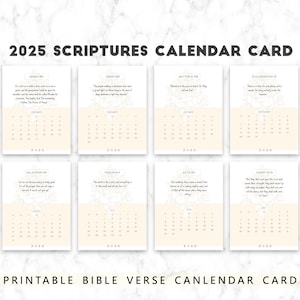 Escritura de escritorio imprimible para 2025, tarjeta de calendario de versículos bíblicos imprimible, calendario de las Escrituras