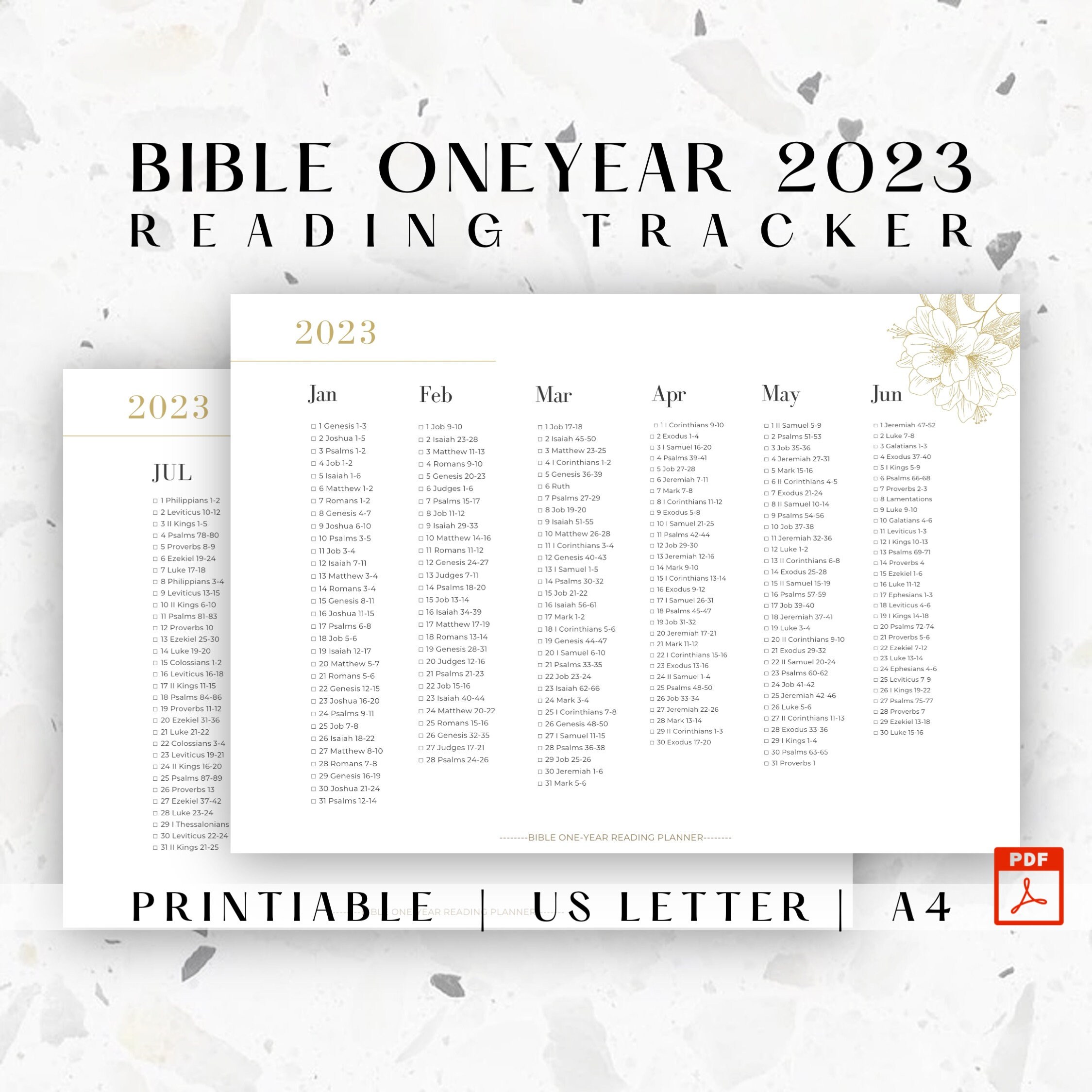 Printable Bible Oneyear Reading Planner for 2023, Daily Journal, Bible
