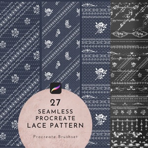 Procreate 27  Lace Brush, Seamless Pattern Brushes, Procreate Fabric Brush, Fashion design, Clothes Design,