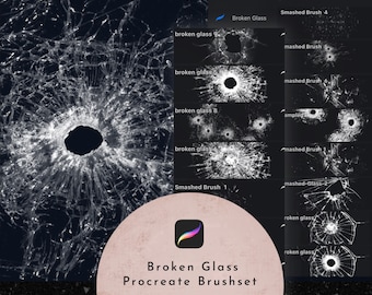 15 Procreate Broken Glass Brush, Shattered Glass Brushes For Procreate, Shattered Glassy Surface, Broken Window, Cracked Glass