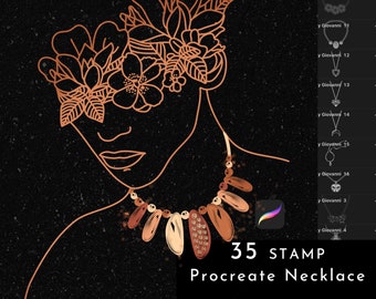 35 Procreate Necklace Stamp Brush, For Portrait, Fashion Design, Luxury Jewelry