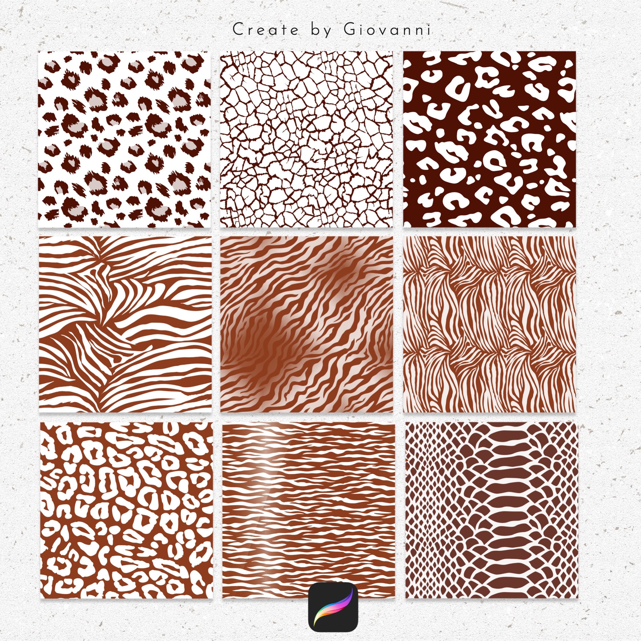 Procreate Animal Seamless Pattern Brush, 17 Pattern Brushes for ...