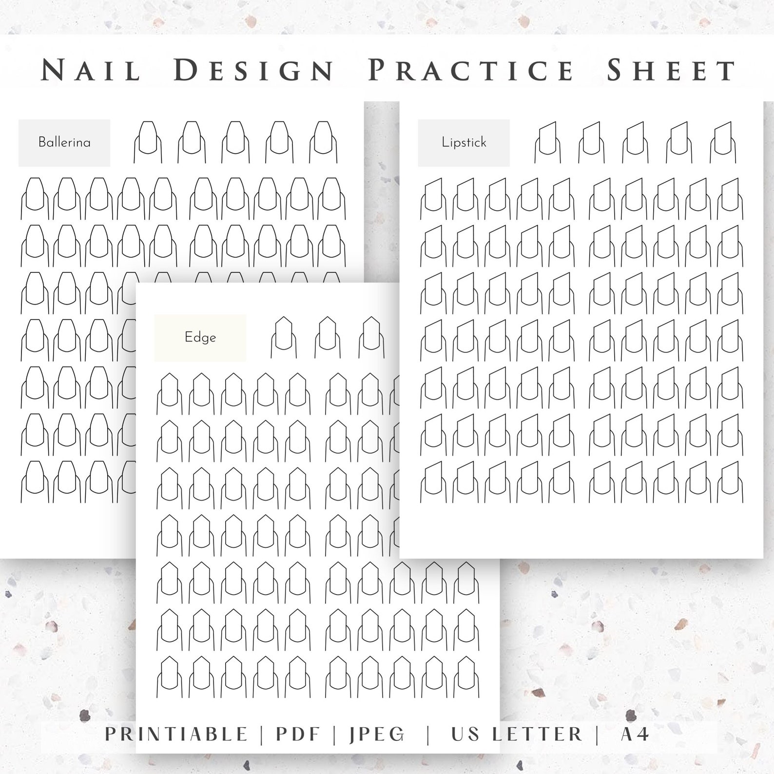 Nail Design Practice Sheet, Printable Nail Tech Planner Sheet, DIY Nail ...