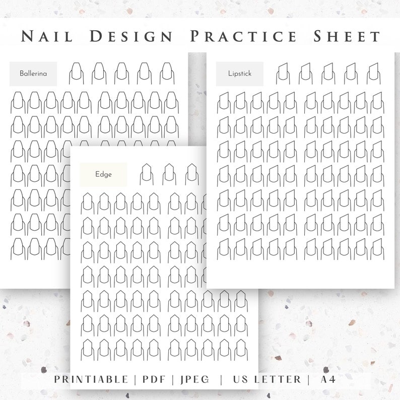 Nail Design Practice Sheet, Printable Nail Tech Planner Sheet, DIY Nail ...