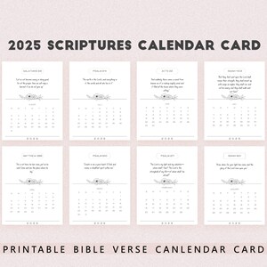 Escritura de escritorio imprimible para 2025, tarjeta de calendario de versículos bíblicos imprimible, calendario de las Escrituras, minimalista