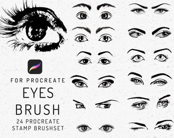 Procreate 24 Eyes Stamp Brush, Eye shape, Eye pairs, Graphic Design, Portairt painting, Procreate Stamp Brushset