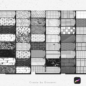 Peut inclure: Une collection de 30 textures diff&eacute;rentes de briques et de pierres en noir et blanc. Les textures sont dispos&eacute;es en grille.  Create by Giovanni.