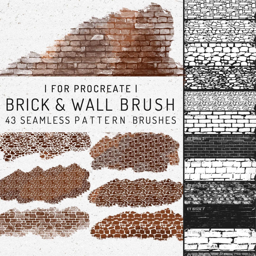 Procreate 43 Brick Texture Seamless Brush, Wall Texture Brush, Interior