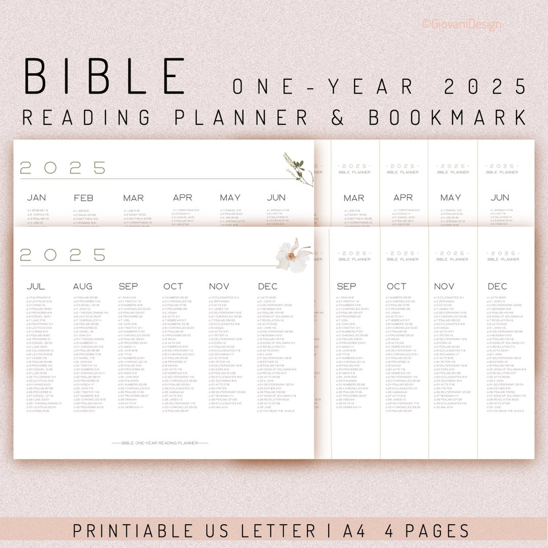 Printable Bible One-year Reading Planner for 2025, 2025 Bible Bookmark ...
