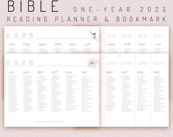 Printable Bible One-year Reading Planner for 2025, 2025 Bible bookmark, Bible Reading Log Plan, Bible Reading Tracker,Bible Monthly Bookmark