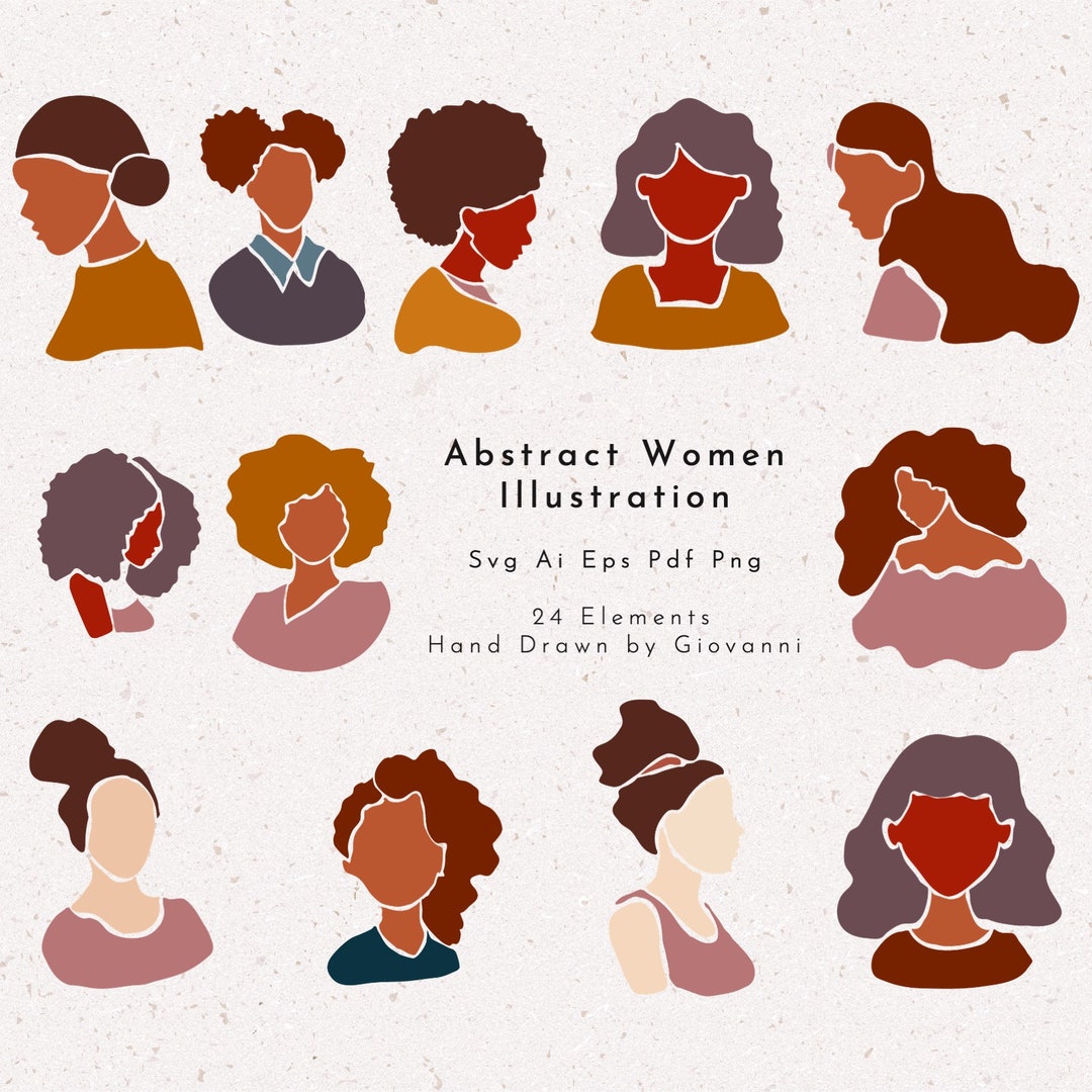 24 Abstract Women Illustration, Svg PNG Pdf Ai, Hand Drawn by Giovanni ...