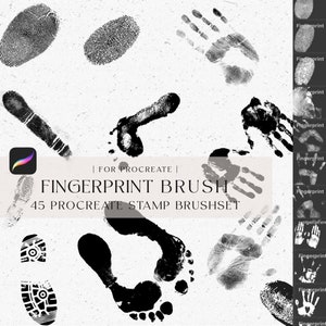 Procreate 45 Pincel de Impressão Digital, Conjunto de Pincéis de Impressão de Mão, Carimbo de Impressão de Pé, Polegar, Impressão Digital, Conjunto de Pincéis de Carimbo Procreate,
