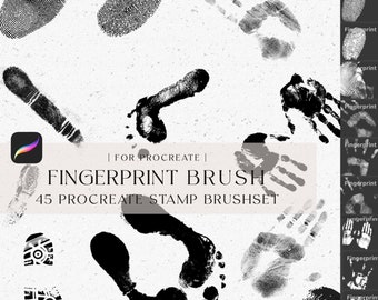 Procreate 45 Pincel de huellas dactilares, Pincel de huella de mano, Sello de huella de pie, Pulgar, Huella digital, Pincel de sello Procreate,