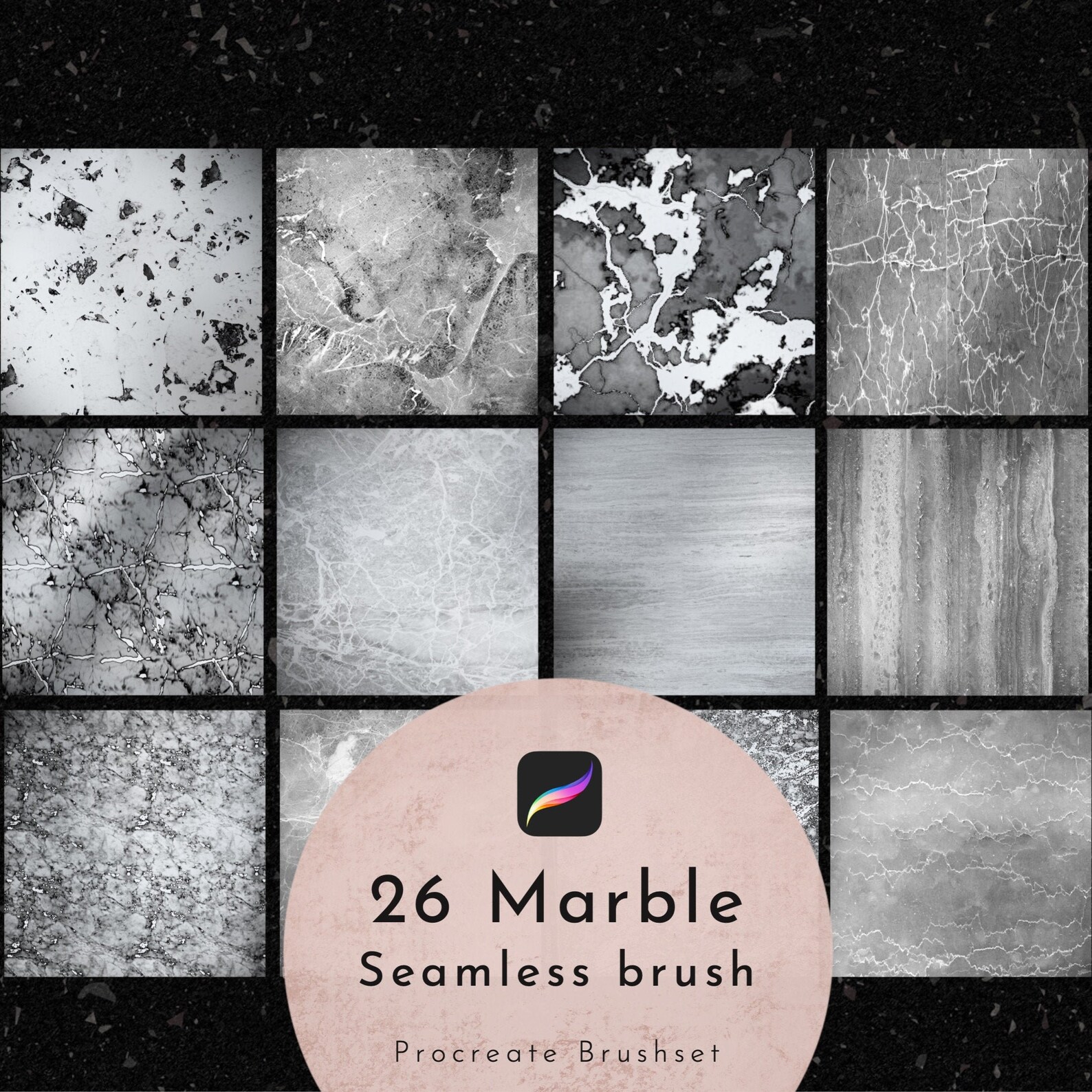 26 Procreate Marble Seamless Brush Interior Design Graphic Etsy