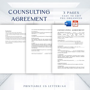 Printable Consulting Agreement Template, for U.S. Businesses, Easily Editable, Professional Consulting Services Contract,Word, Pdf