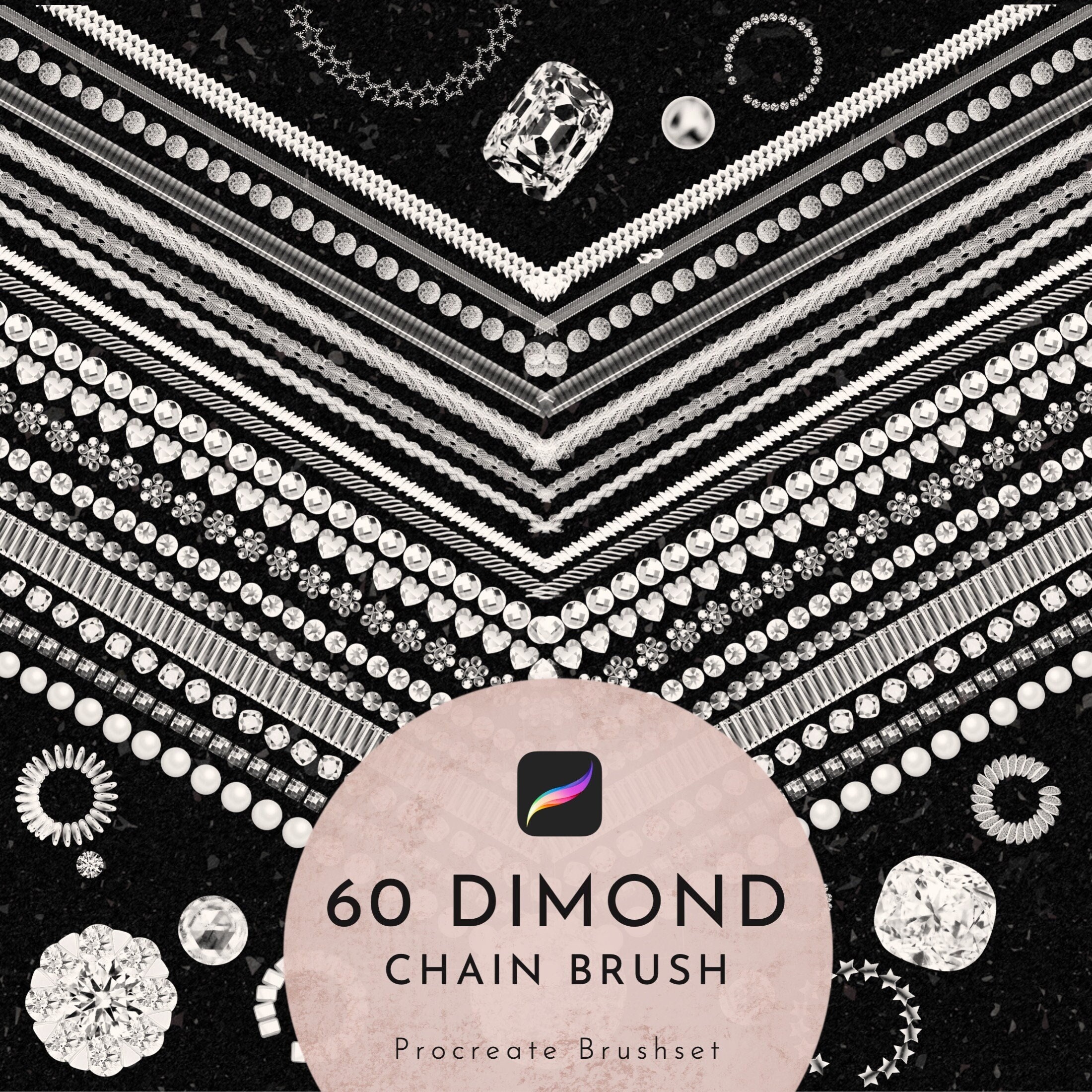 60 Procreate Diamond Chain Brushes for Jewelry Design â High-Resolution Necklaces & Bracelets