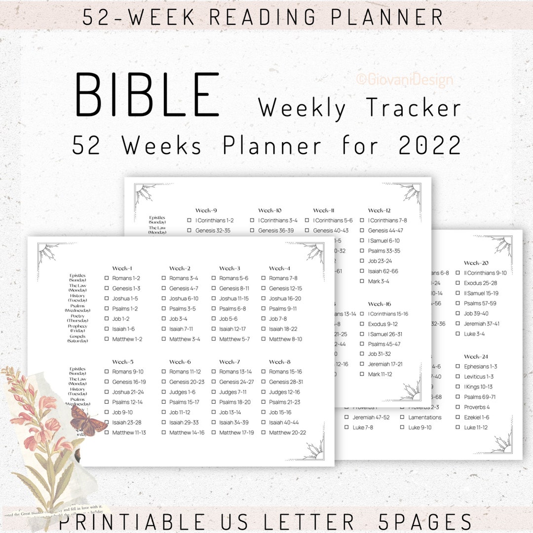 Printable Bible 52-week Reading Planner for 2022 Daily - Etsy
