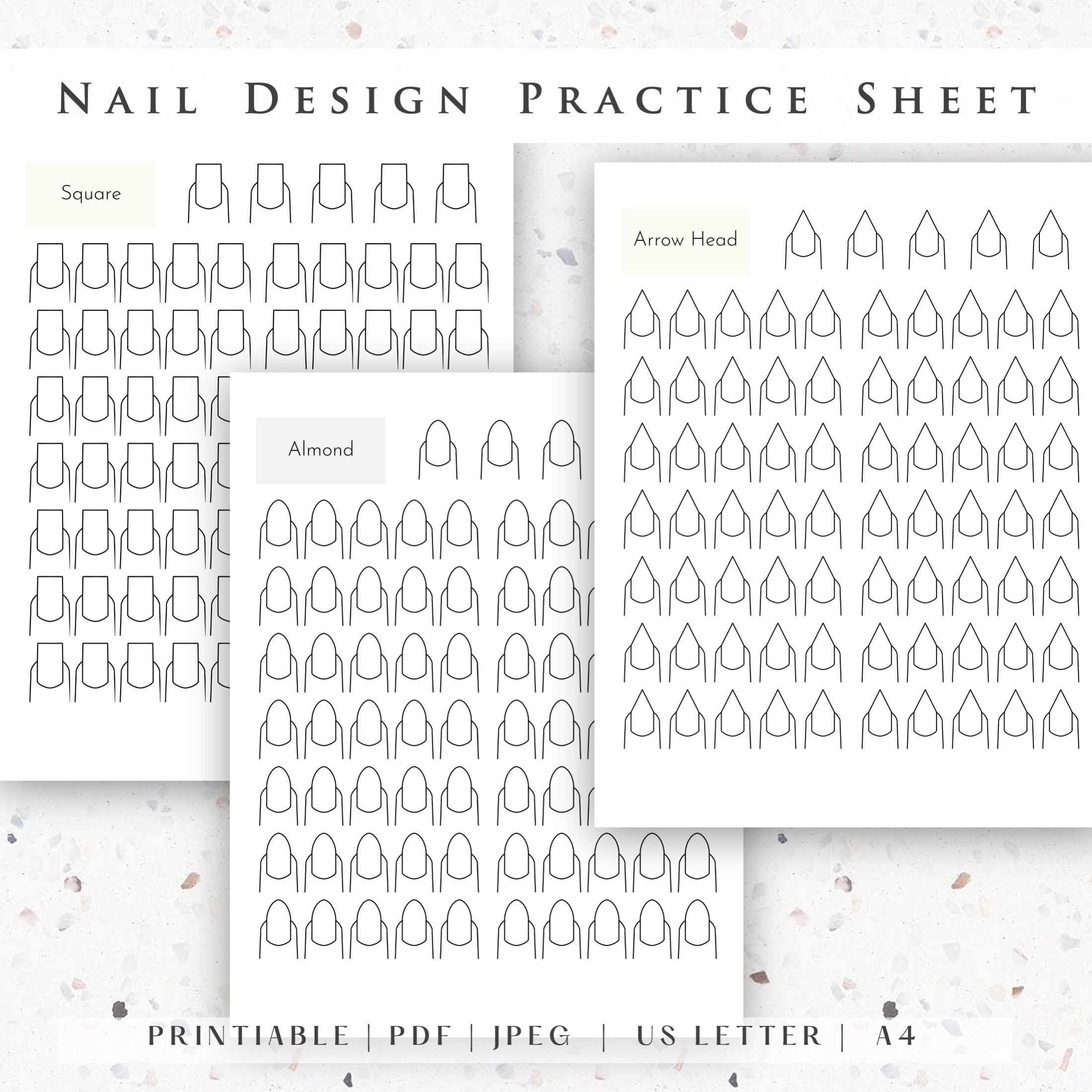 Nail Design Practice Sheet, Printable Nail Tech Planner Sheet, DIY Nail ...
