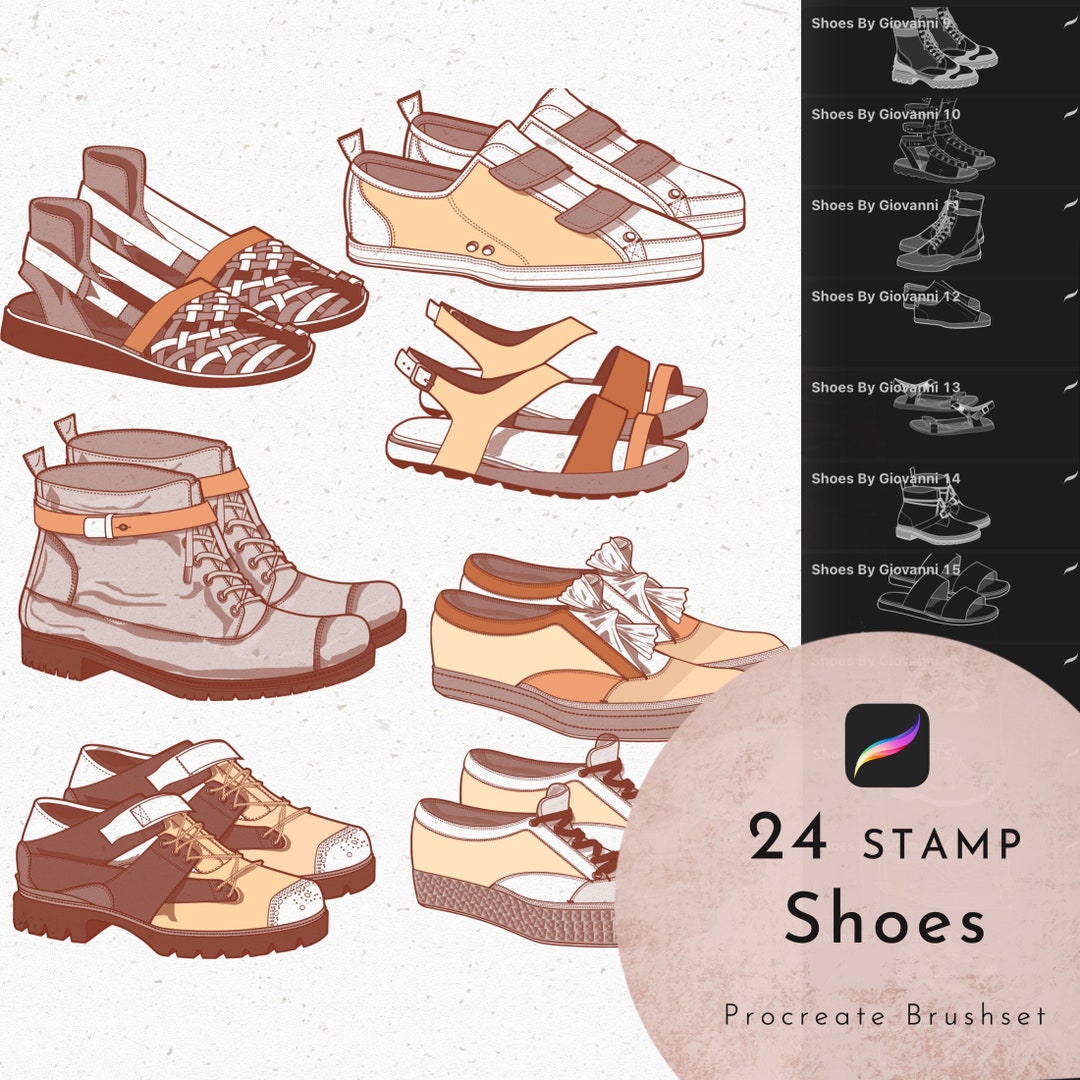 24 Procreate Shoes Stamp Brush. Shoes for Man Fashion Design Etsy