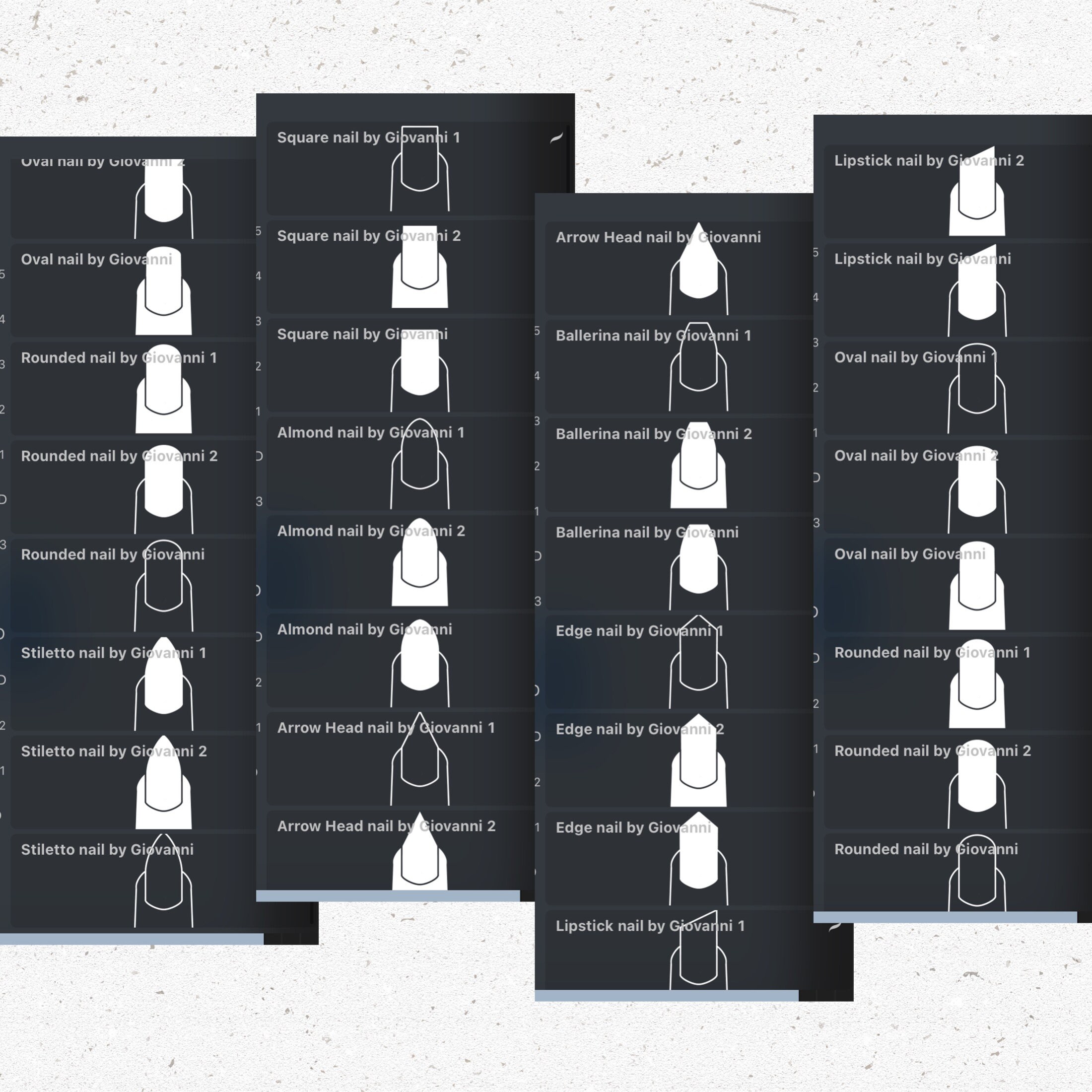 Procreate Normal Nails Procreate Nail Stamps, Nail Outline Stamp, Art Procreate Stamps ...