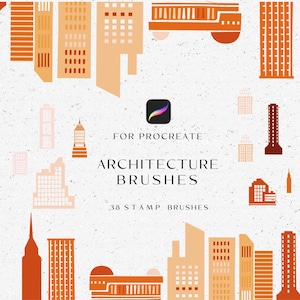 Procreate Architecture Stamp Brush, Cityscapes, Silhouette, Building, city Silhouette, Graphic Design, Illustration, Backgound, Doodle