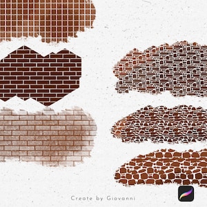 Peut inclure: Cinq textures de pinceau num&eacute;riques diff&eacute;rentes de murs en briques et en pierre. Les textures sont dans des tons de brun et de rouge, et elles sont toutes l&eacute;g&egrave;rement vieillies. Les textures sont parfaites pour ajouter une touche r&eacute;aliste &agrave; l'art num&eacute;rique.