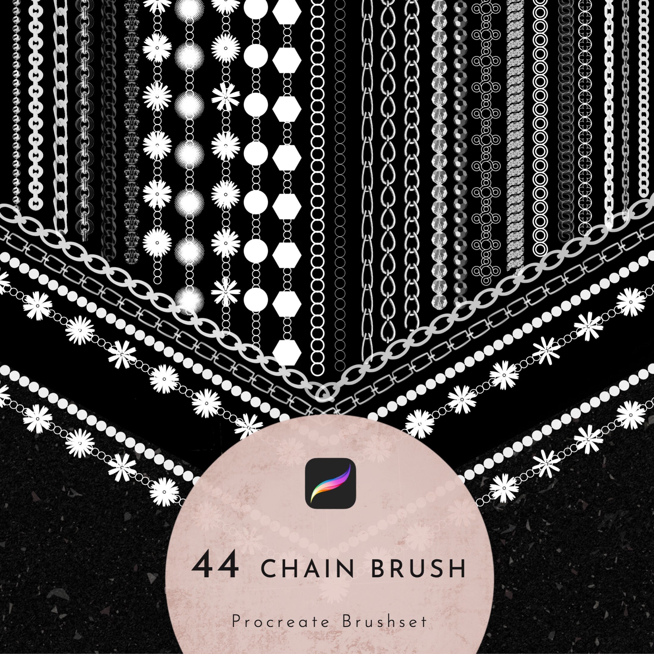44 pinceles de cadenas para Procreate – Collares, pulseras y acentos de moda en alta resolución