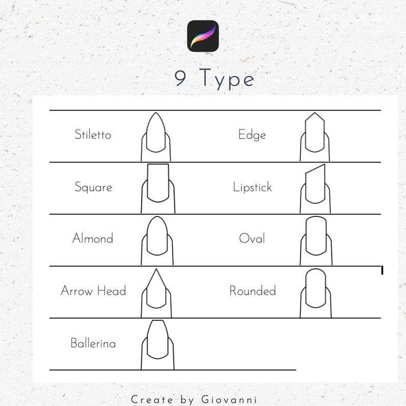 Procreate Normal Nails Procreate Nail Stamps, Nail Outline Stamp, Art Procreate Stamps ...