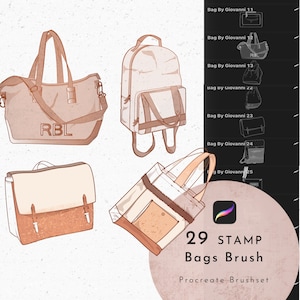 29 Procreate Bags STAMP Brush, Fashion Design, Procreate Clothes Brushes