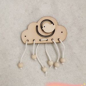 Nuage en bois avec labyrinthe d'oiseaux et perles pour le tableau occupé Détails/pièces du tableau occupé/élément/activité sensorielle pour tout-petits/jouet de bricolage/planche d'activités