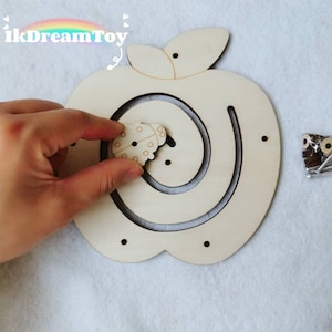 Apple Labyrinth with ladybug Busy board toddler/Laser Cut maze Busy board detail/Busy board Parts/DIY element/Workpiece/Activity/Sensory kid