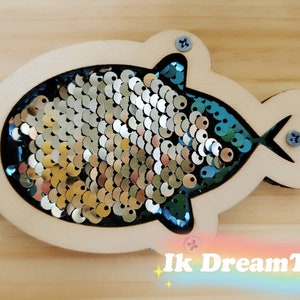 Paillettes à rabat en forme de poisson pour les détails de la planche occupée/pièces de la planche occupée à paillettes réversibles dinosaure/élément/jouet pour enfant/activité sensorielle pour tout-petit/planche à monter soi-même