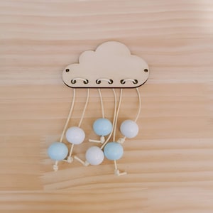 Nuage en bois avec perles pour les détails du tableau occupé/pièces du tableau occupé/élément/jouet pour enfant/activité sensorielle pour tout-petit/planche de bricolage/Montessori/planche d'activités
