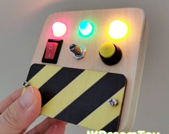 Light Sensory board Switch box/Dimmer LED with colored buttons Light toy Busy board Parts/travel Activity board details/Montessori /Toddler