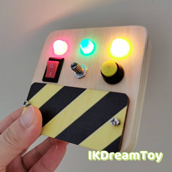 Tableau sensoriel lumineux Boîte de commutation/Dimmer LED avec boutons colorés Jouet lumineux Tableau occupé Pièces/détails du tableau d’activité de voyage/Montessori /Tout-petit