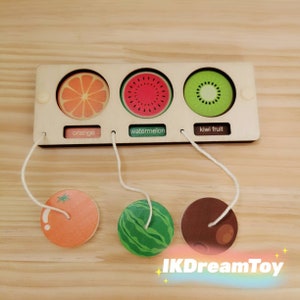 Puzzle de fruits en bois pour tableau chargé/détails du tableau occupé/éléments du tableau occupé bricolage/Montessori/élément du kit de création/pièce à travailler/panneau d'activités/sensoriel