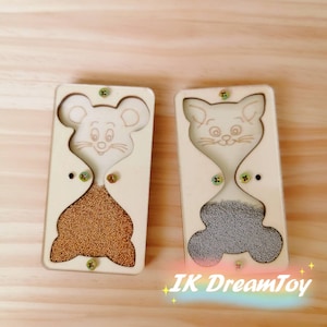 Horloge sable souris/sablier/détails du tableau occupé/éléments du tableau occupé bricolage/élément du kit de création/pièce à travailler/tableau d'activités/tableau sensoriel/Montessori